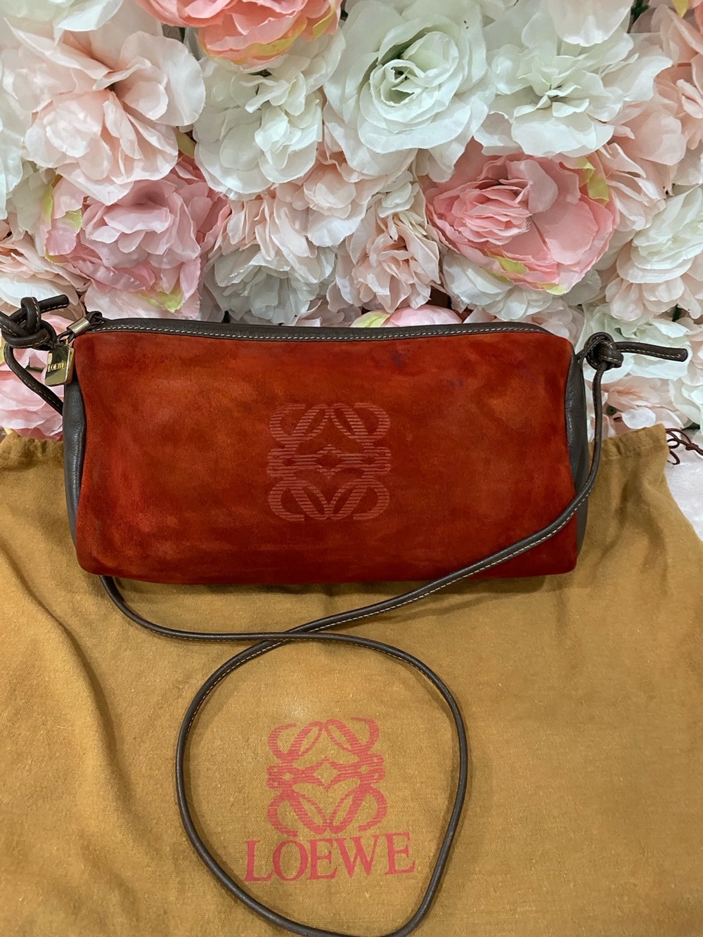 Loewe Anagram Suede Shoulder Bag